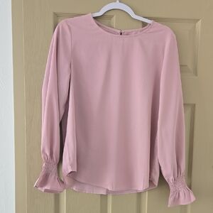 Apricot Lane Blush Pink Blouse with Smocked Cuffs